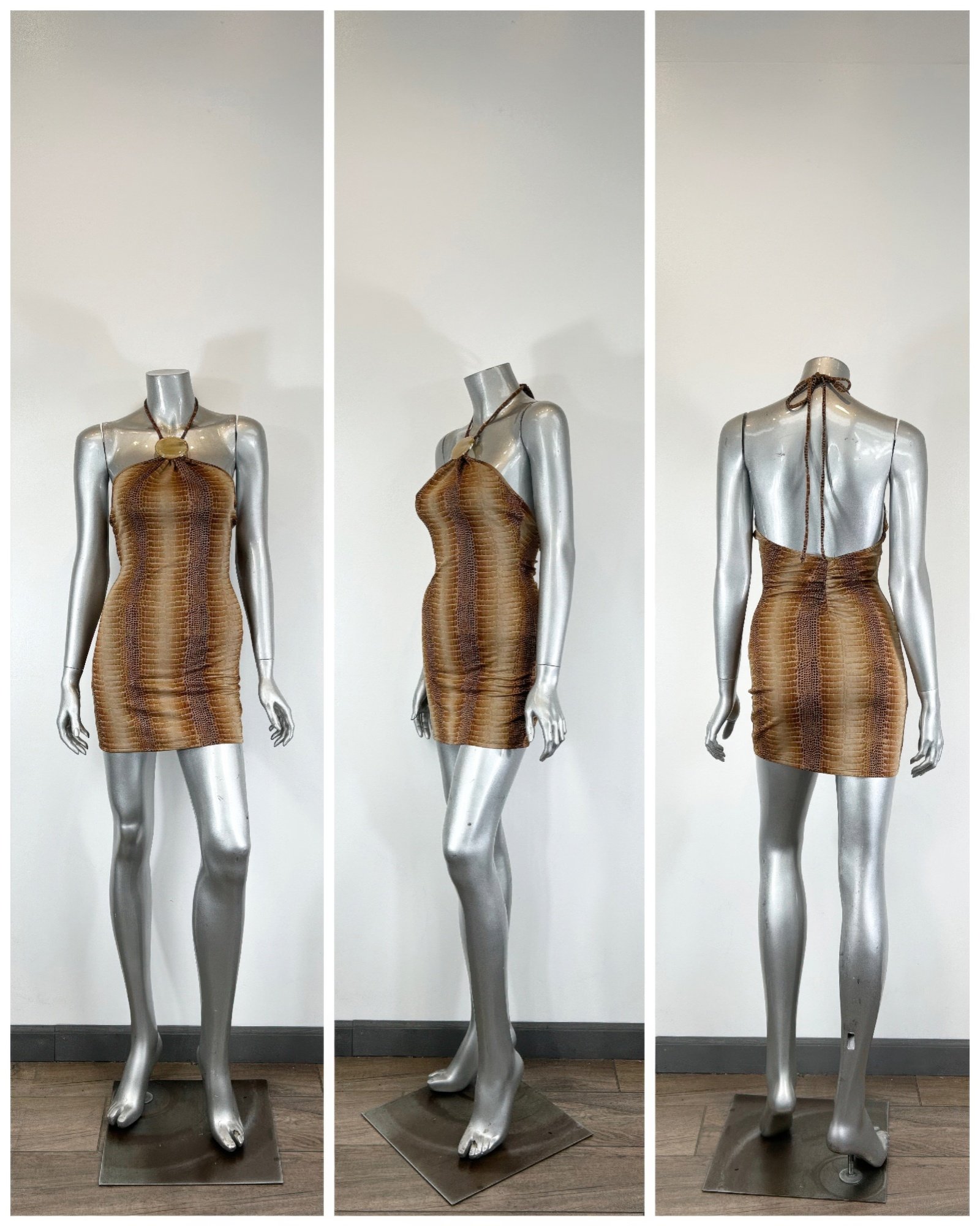 String Neck With Trim Bodycon Mini Dress String Neck With Trim Detail Mini Dress