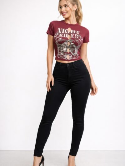 Night Rider Vintage Cut-out Crop Tee Night Rider Vintage Cut-out Crop Tee