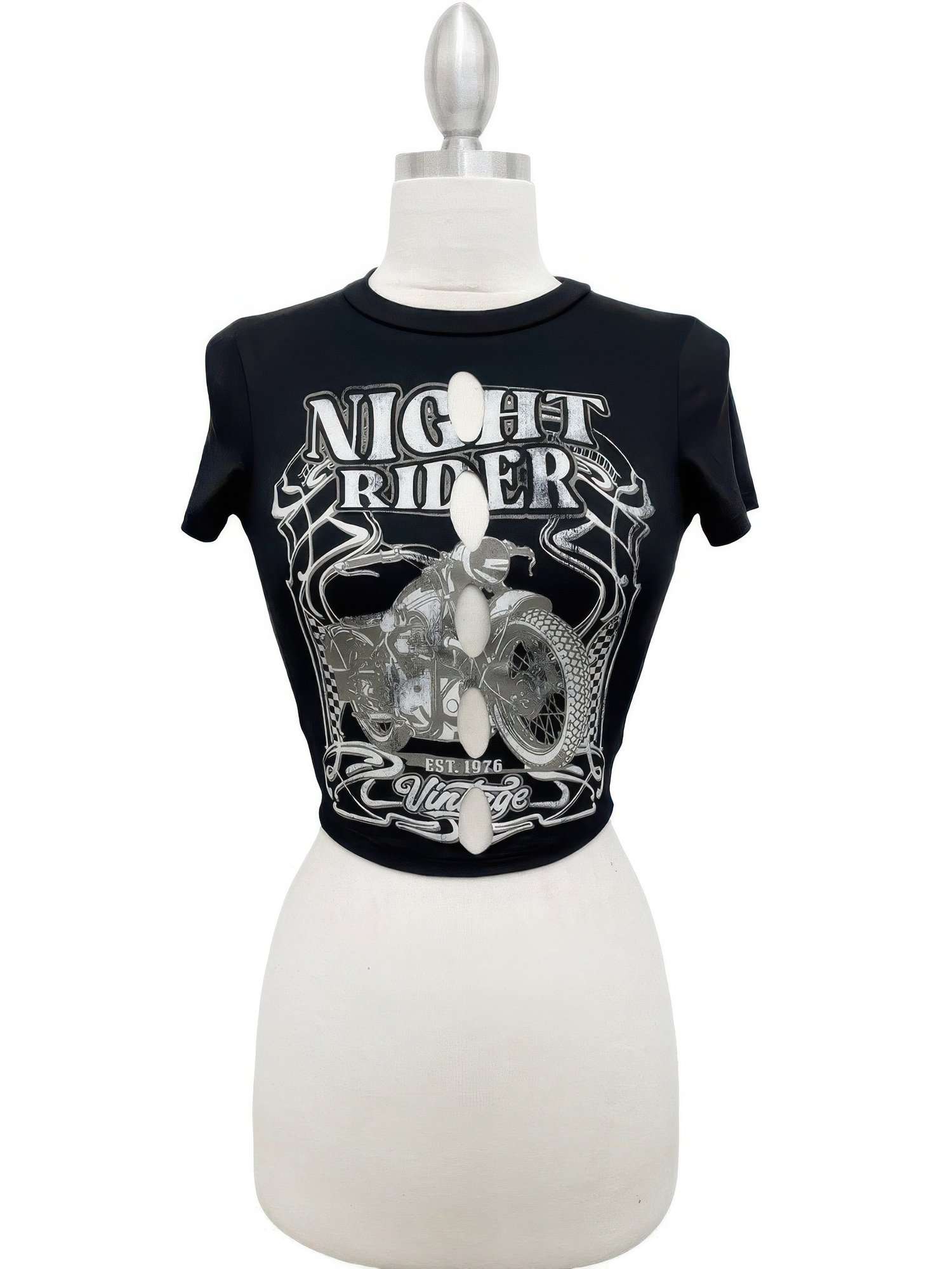 Night Rider Vintage Cut-out Crop Tee Night Rider Vintage Cut-out Crop Tee
