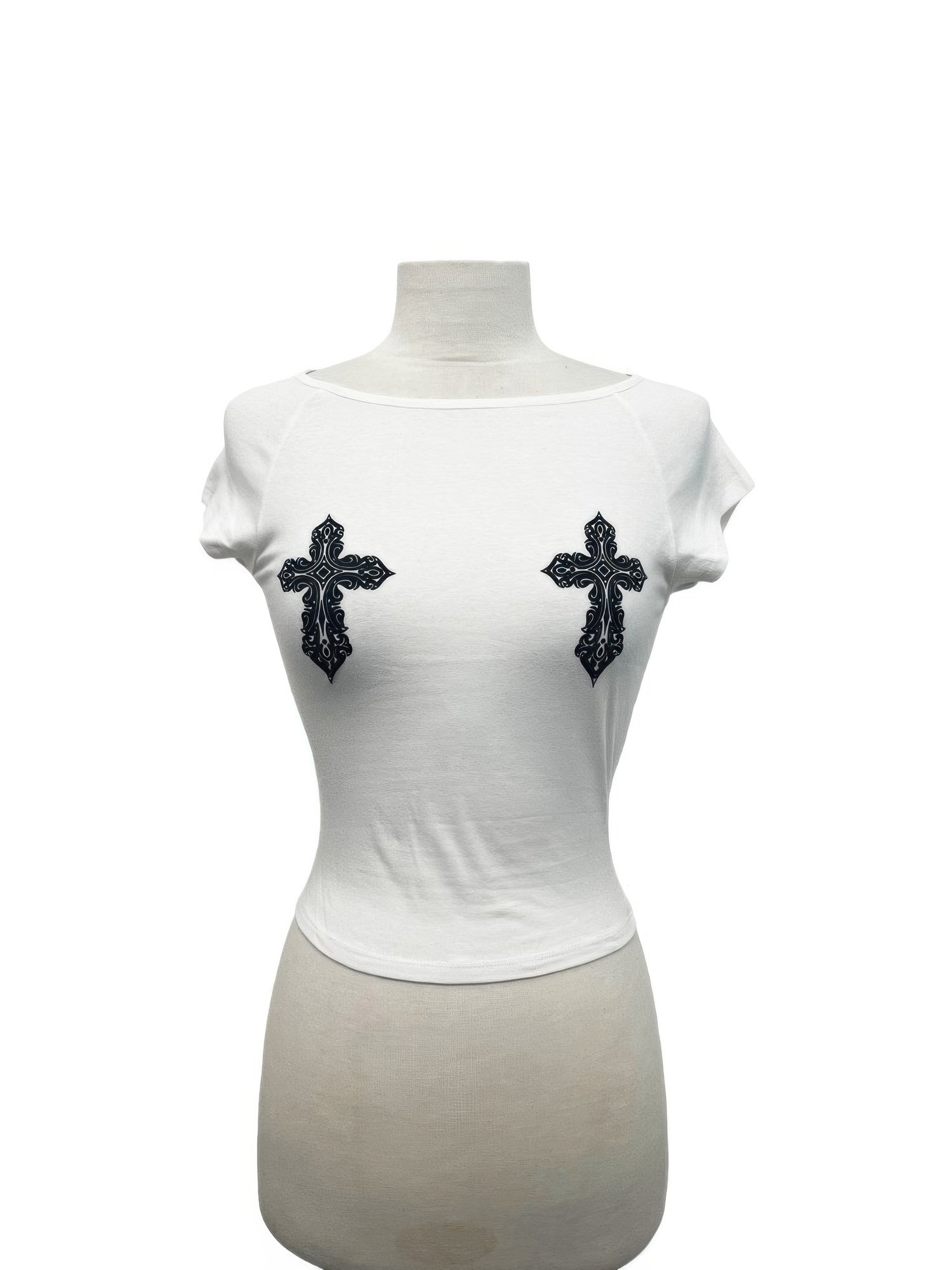 Cross Patch Detail Fitted Crop Top Cross Patch Detail Fitted Crop Top