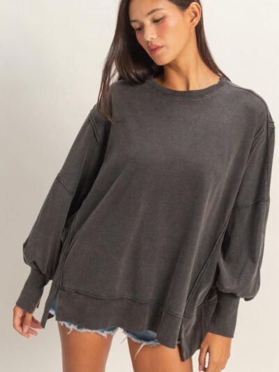 Oversized Seam Detail Long Sleeve Top