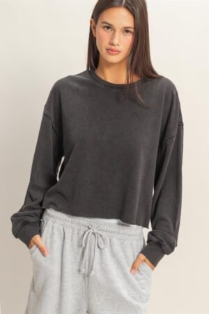 Cropped Mineral Wash Sweatshirt Cropped Mineral Wash Sweatshirt