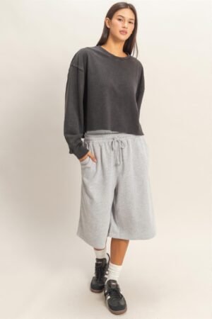 Cropped Mineral Wash Sweatshirt Cropped Mineral Wash Sweatshirt