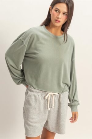 Cropped Mineral Wash Sweatshirt Cropped Mineral Wash Sweatshirt