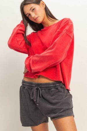 Cropped Mineral Wash Sweatshirt Cropped Mineral Wash Sweatshirt