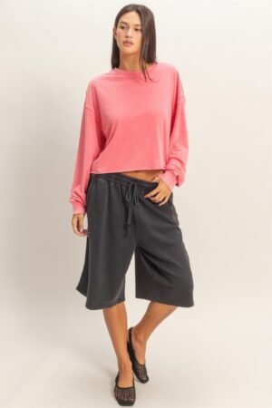 Cropped Mineral Wash Sweatshirt Cropped Mineral Wash Sweatshirt