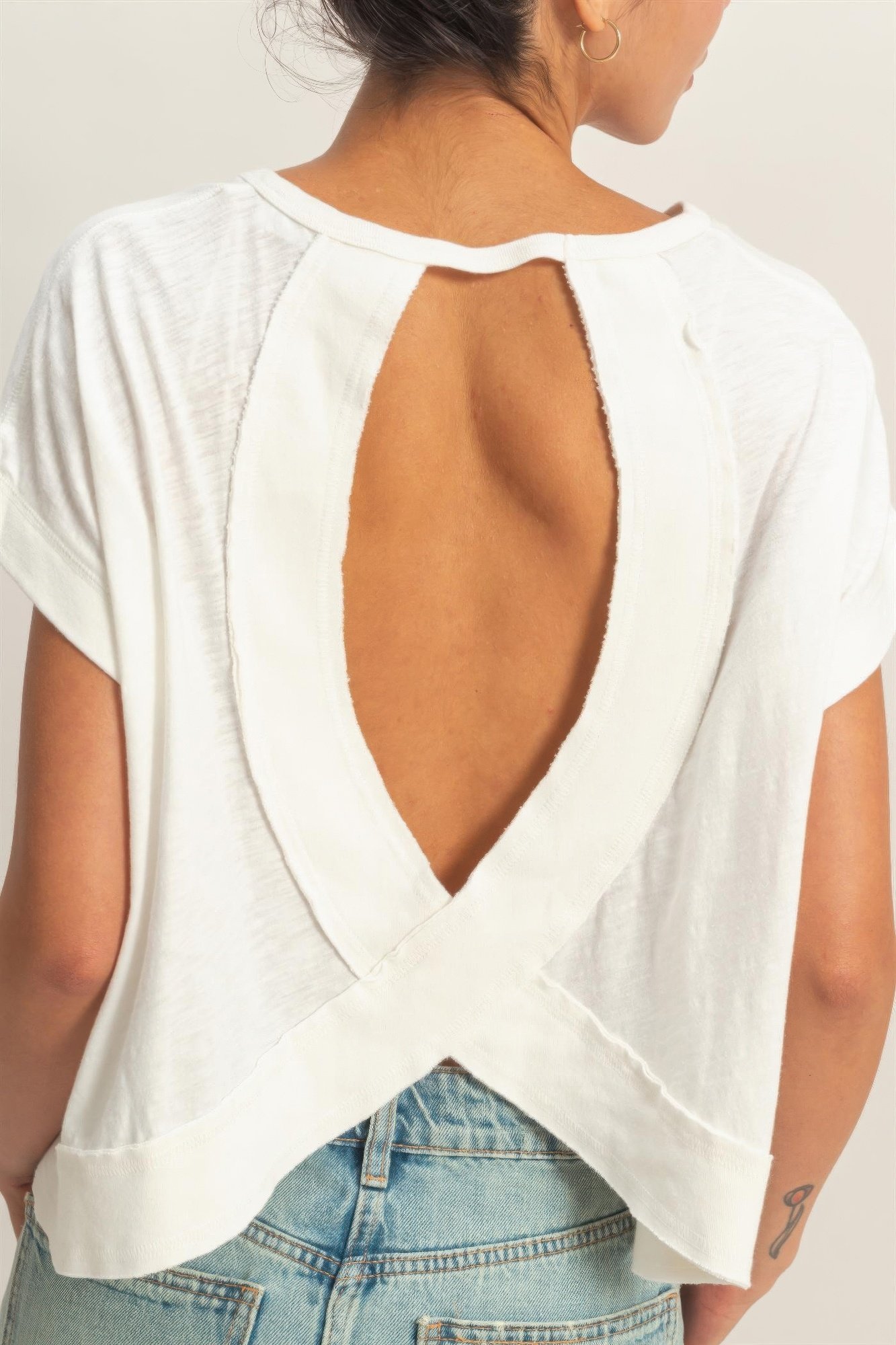 Acid Washed Cross Detail Open Back Top Acid Washed Cross Detail Open Back Top - Image 19