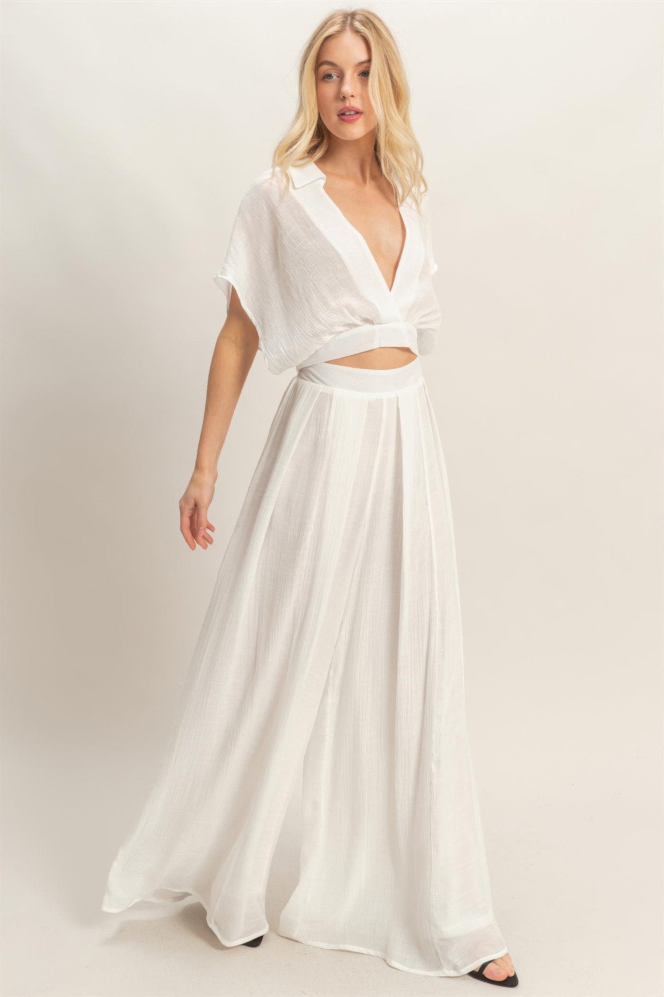 Collared Wrap Top & Wide-leg Pants Set Collared Wrap Top & Wide-leg Pants Set - Image 13