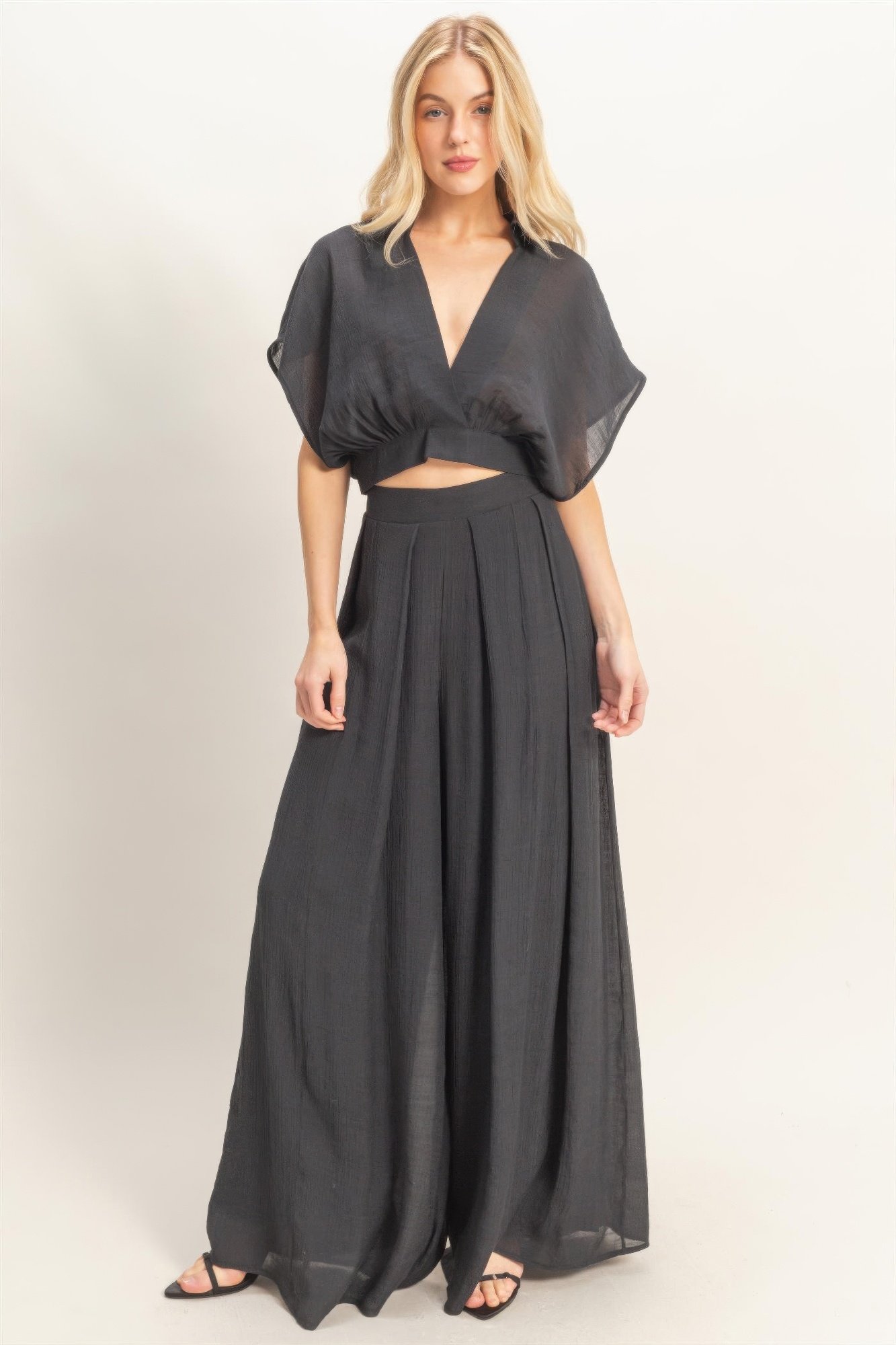Collared Wrap Top & Wide-leg Pants Set Collared Wrap Top & Wide-leg Pants Set - Image 6