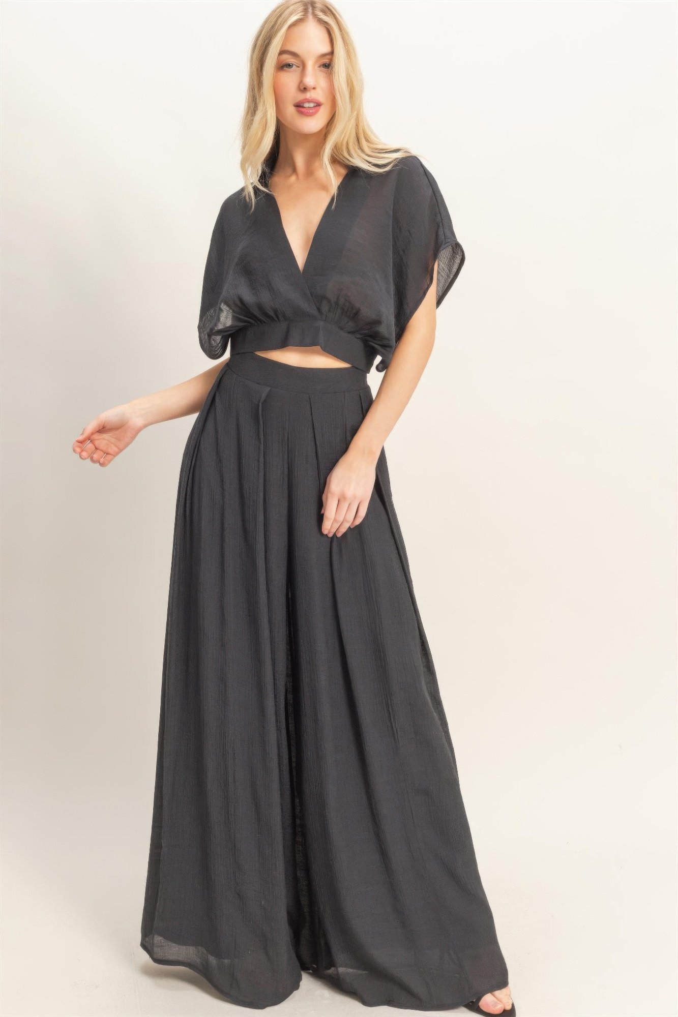 Collared Wrap Top & Wide-leg Pants Set Collared Wrap Top & Wide-leg Pants Set - Image 7