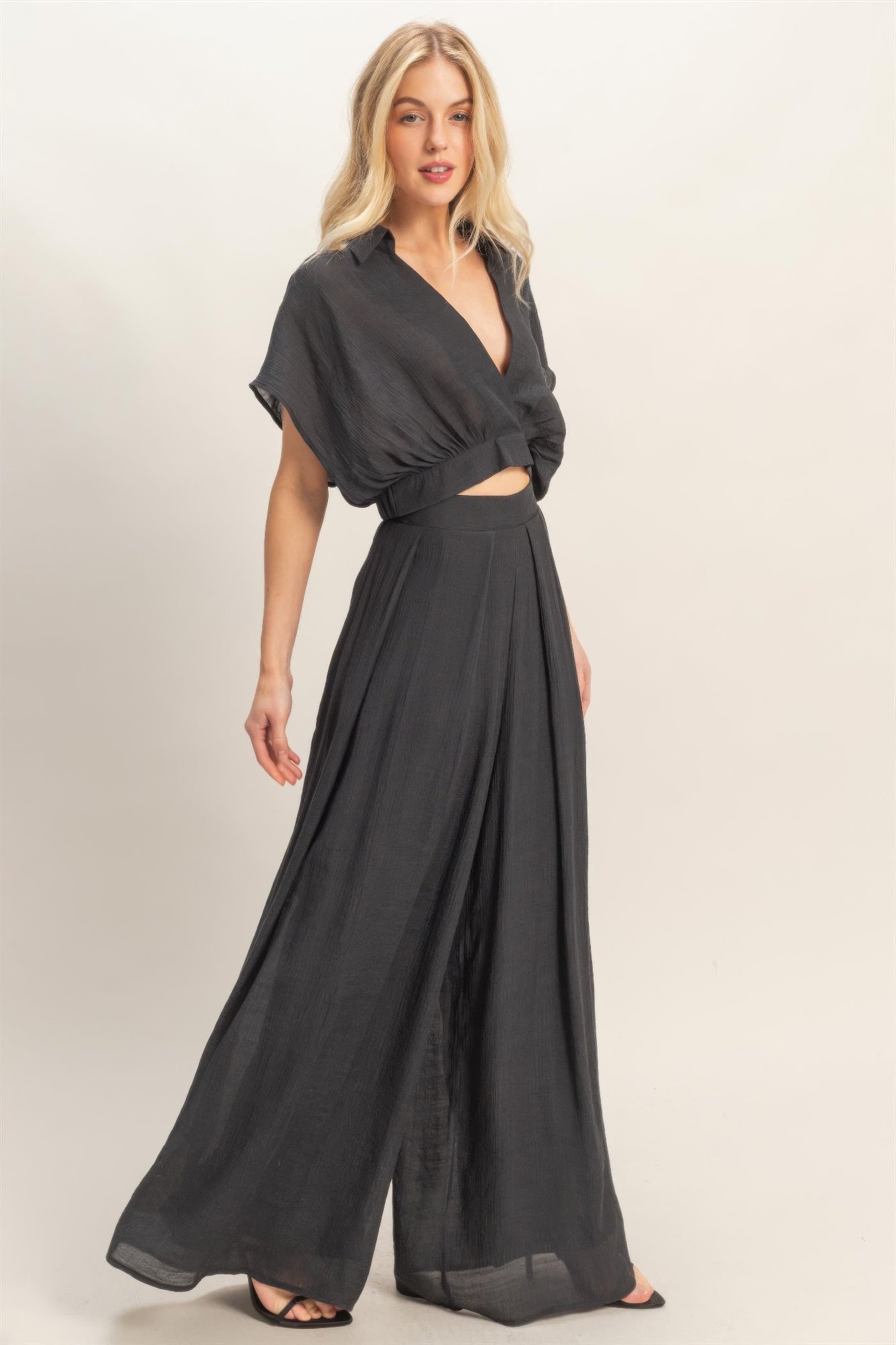 Collared Wrap Top & Wide-leg Pants Set Collared Wrap Top & Wide-leg Pants Set - Image 10