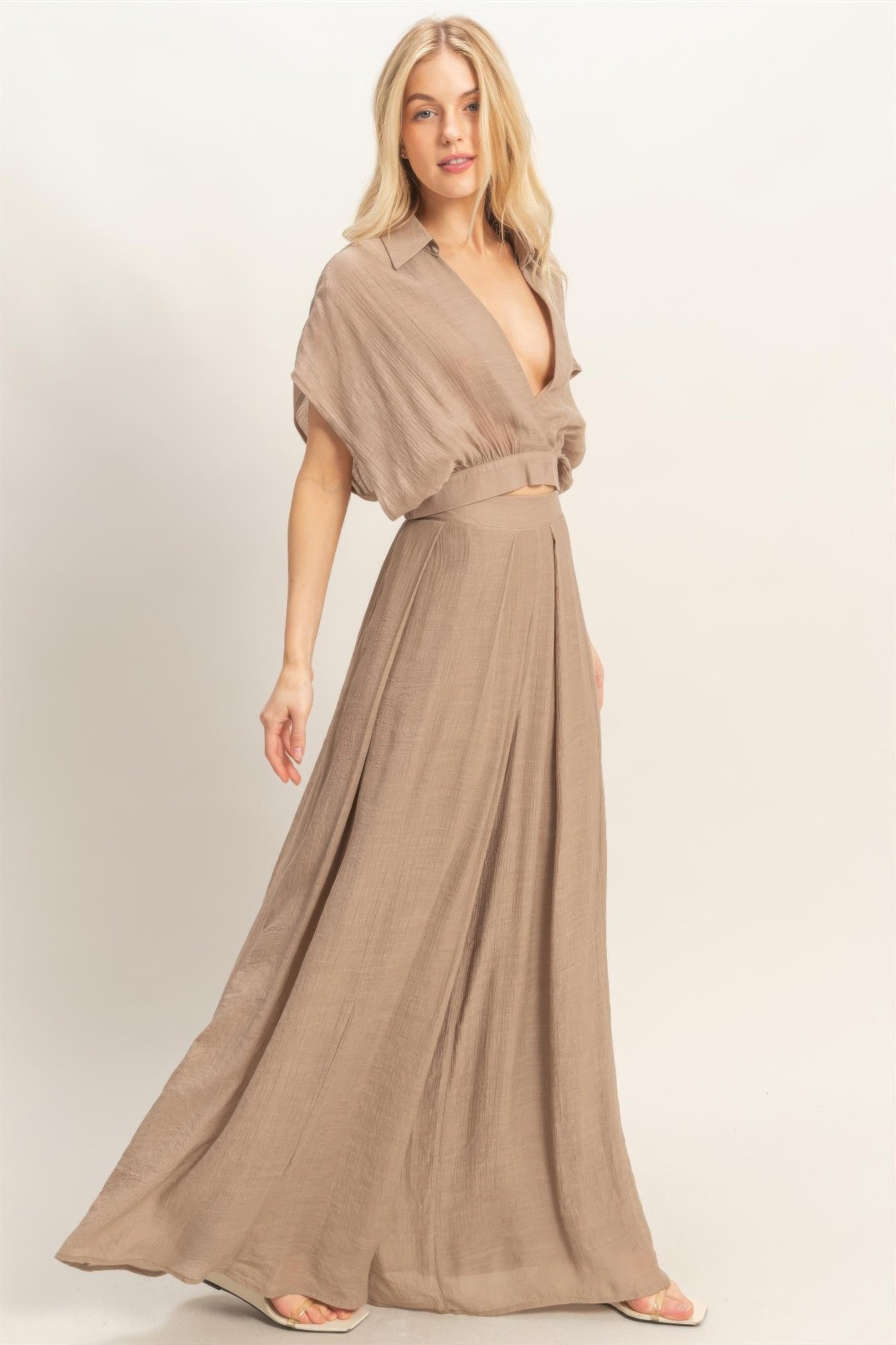 Collared Wrap Top & Wide-leg Pants Set Collared Wrap Top & Wide-leg Pants Set - Image 20