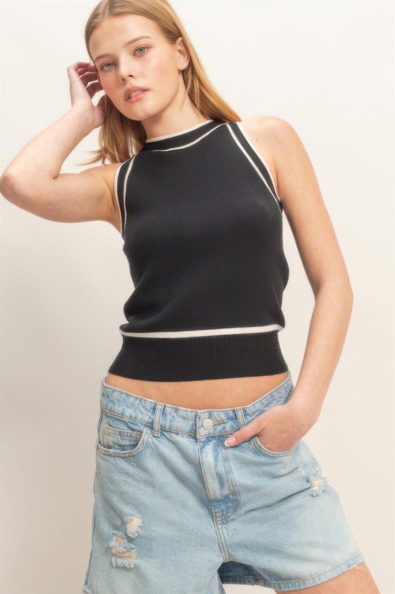 Contrast Trim Sleeveless Ribbed Top Contrast Trim Sleeveless Ribbed Top - Image 7