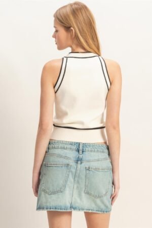 Contrast Trim Sleeveless Ribbed Top Contrast Trim Sleeveless Ribbed Top