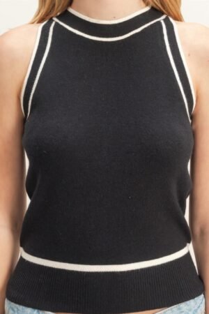 Contrast Trim Sleeveless Ribbed Top Contrast Trim Sleeveless Ribbed Top