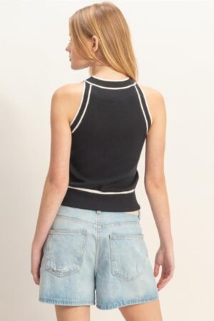 Contrast Trim Sleeveless Ribbed Top Contrast Trim Sleeveless Ribbed Top