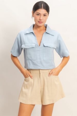 Collared V-neck Top Collared V-neck Top