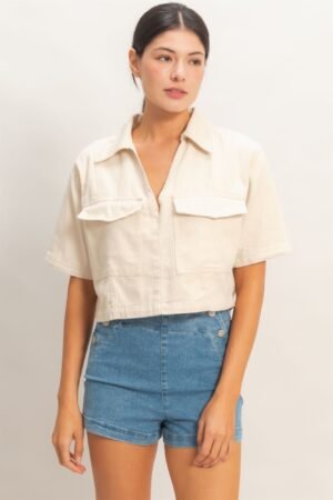 Collared V-neck Top Collared V-neck Top