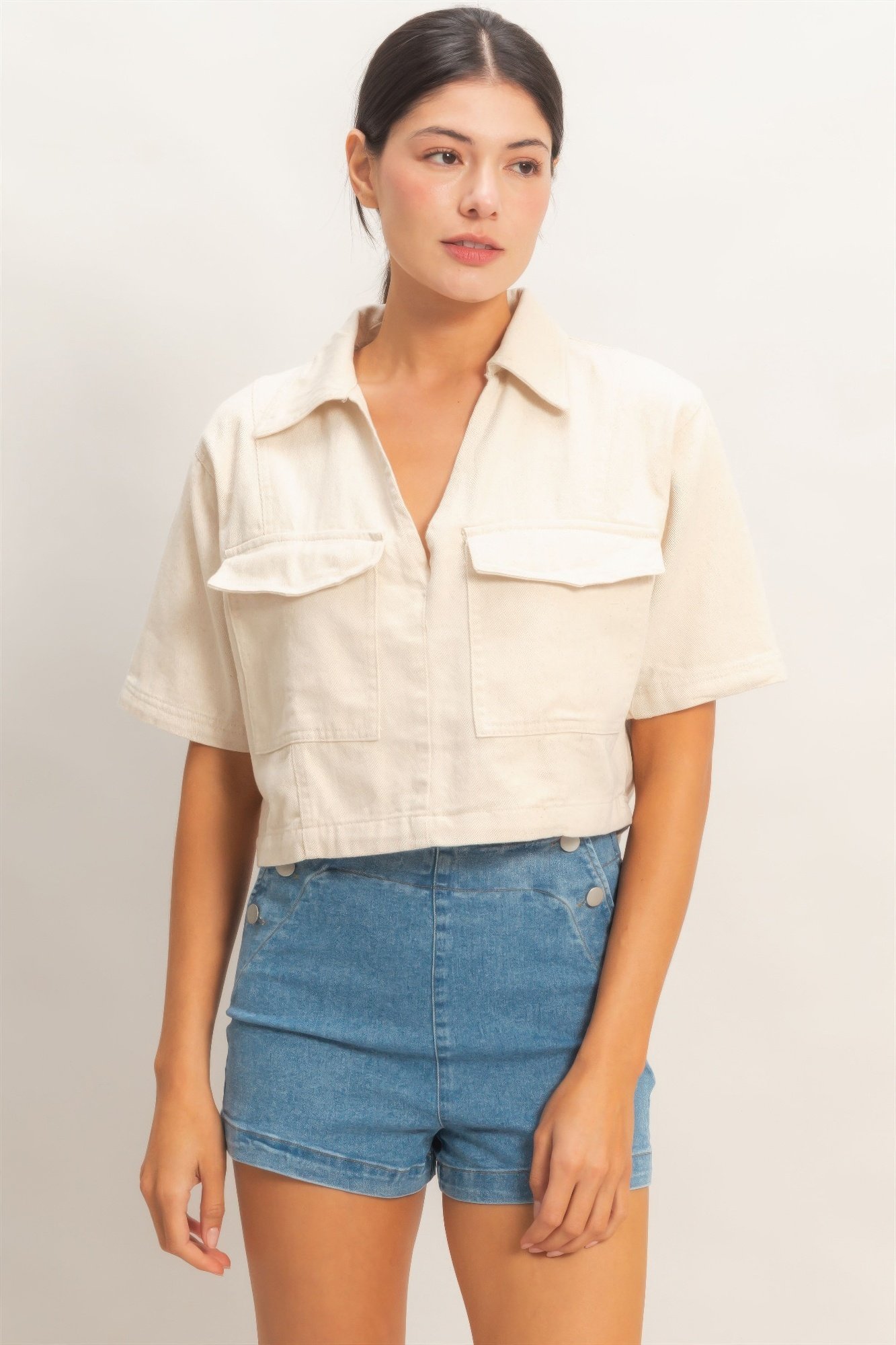 Collared V-neck Top Collared V-neck Top - Image 19