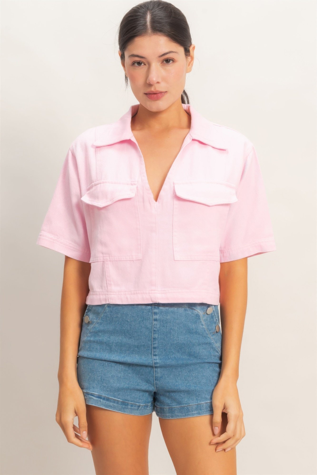 Collared V-neck Top Collared V-neck Top - Image 13