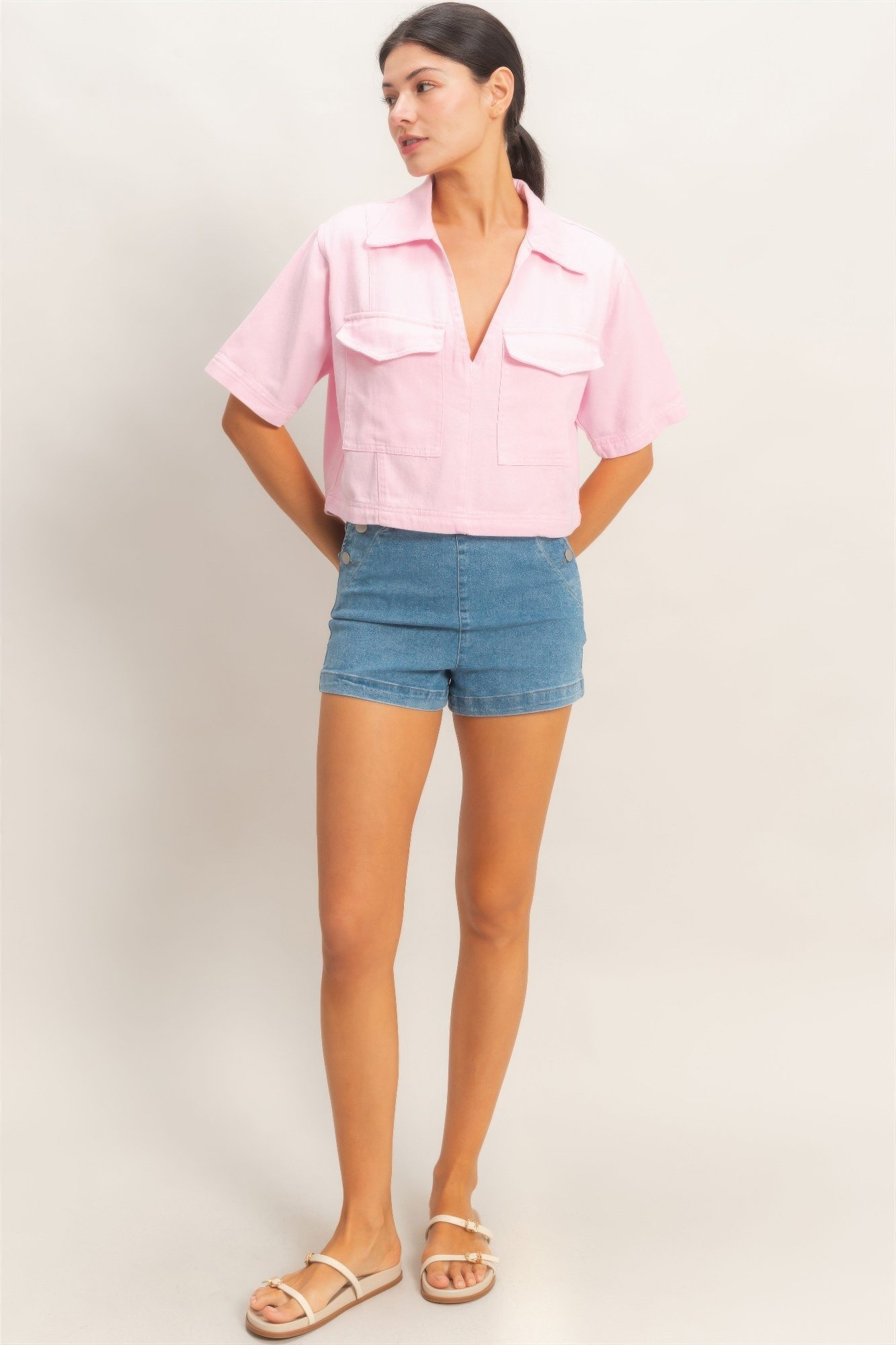 Collared V-neck Top Collared V-neck Top - Image 14