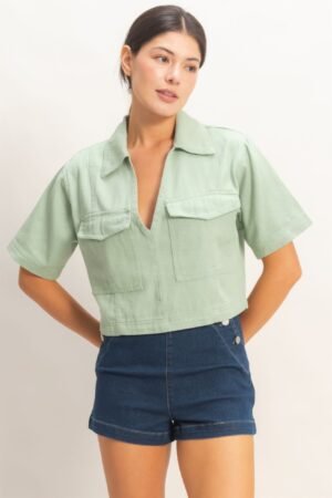 Collared V-neck Top Collared V-neck Top