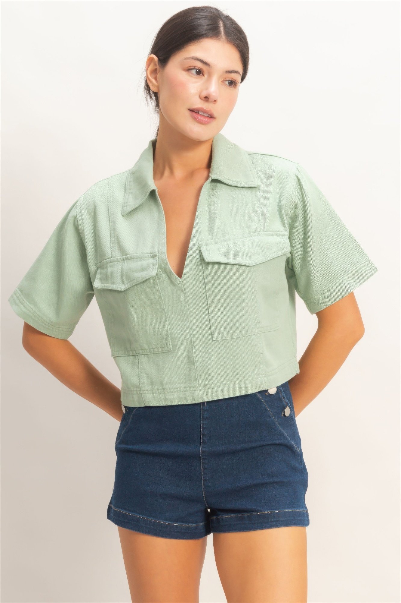 Collared V-neck Top Collared V-neck Top - Image 7