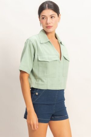 Collared V-neck Top Collared V-neck Top