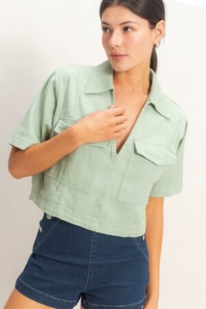 Collared V-neck Top Collared V-neck Top