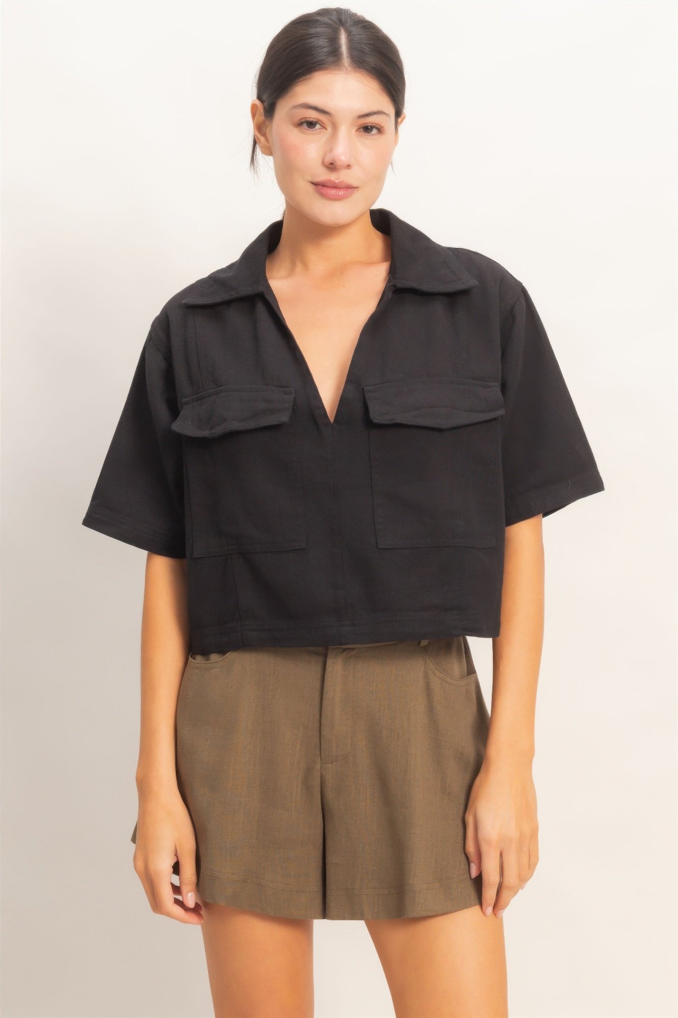 Collared V-neck Top Collared V-neck Top