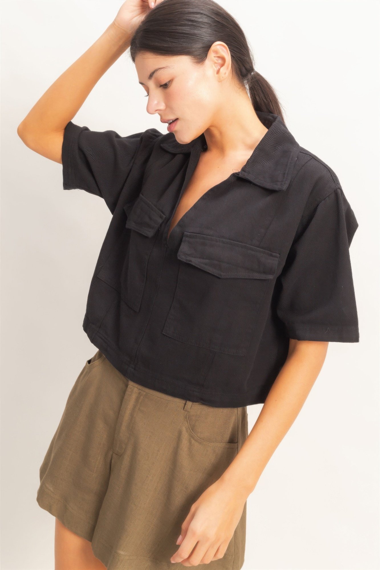 Collared V-neck Top Collared V-neck Top - Image 3