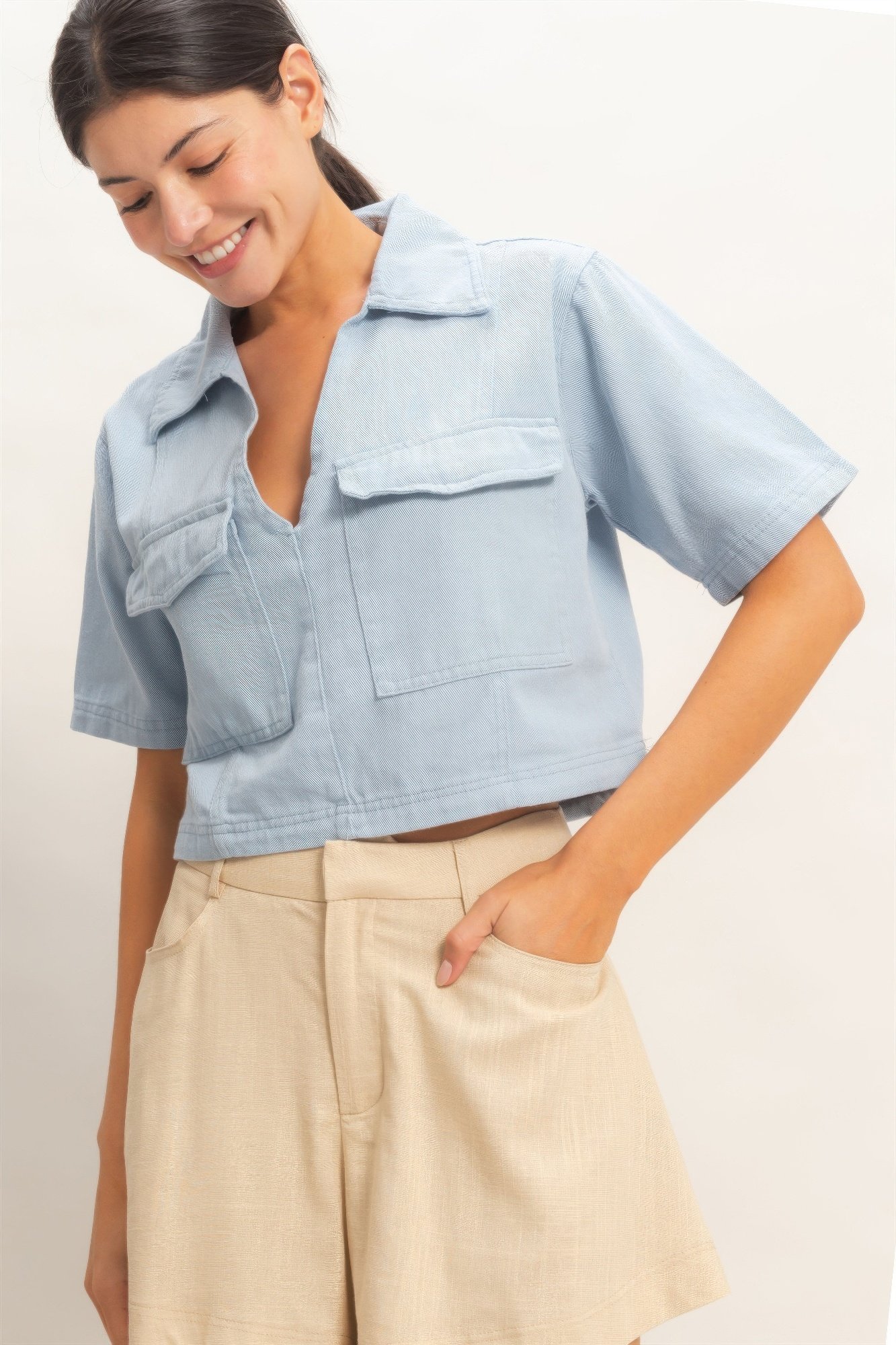 Collared V-neck Top Collared V-neck Top - Image 27