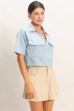 Collared V-neck Top Collared V-neck Top