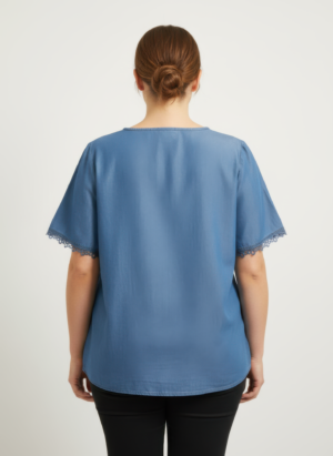 Embroidered Lace Trim Short Sleeve Knit Top Embroidered Lace Trim Short Sleeve Knit Top