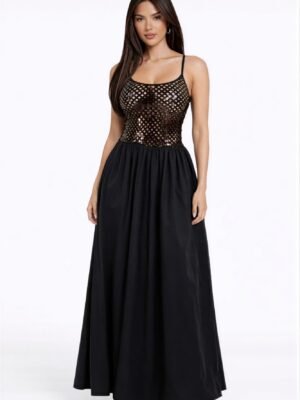Sequin Netted Maxi Dress | Elegant Party Gown