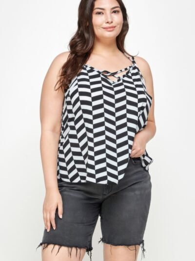 Plus Size Geometric Top With Double Spaghetti Strap Plus Size Geometric Top With Double Spaghetti Strap