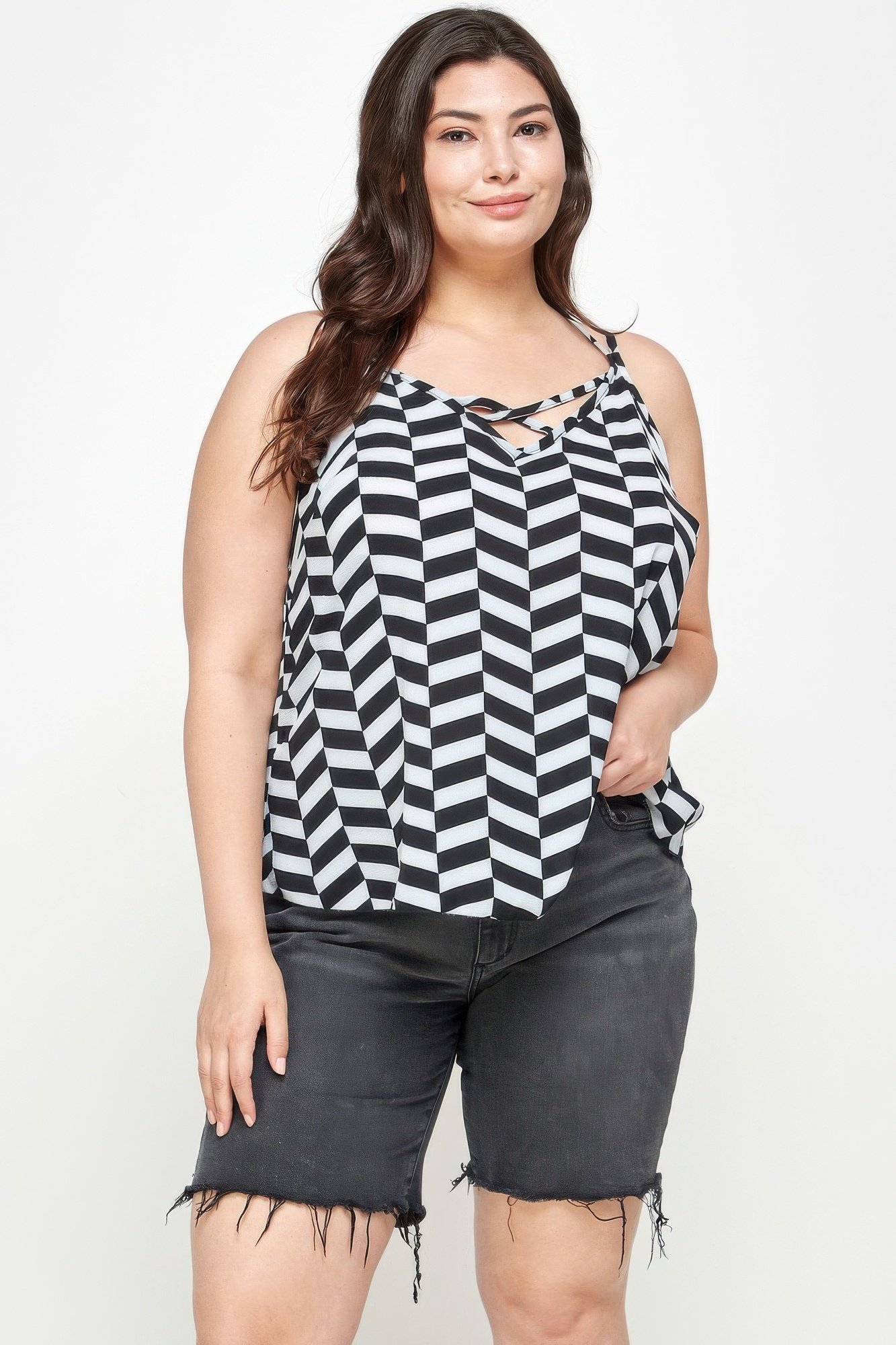 Plus Size Geometric Top With Double Spaghetti Strap Plus Size Geometric Top With Double Spaghetti Strap - Image 10