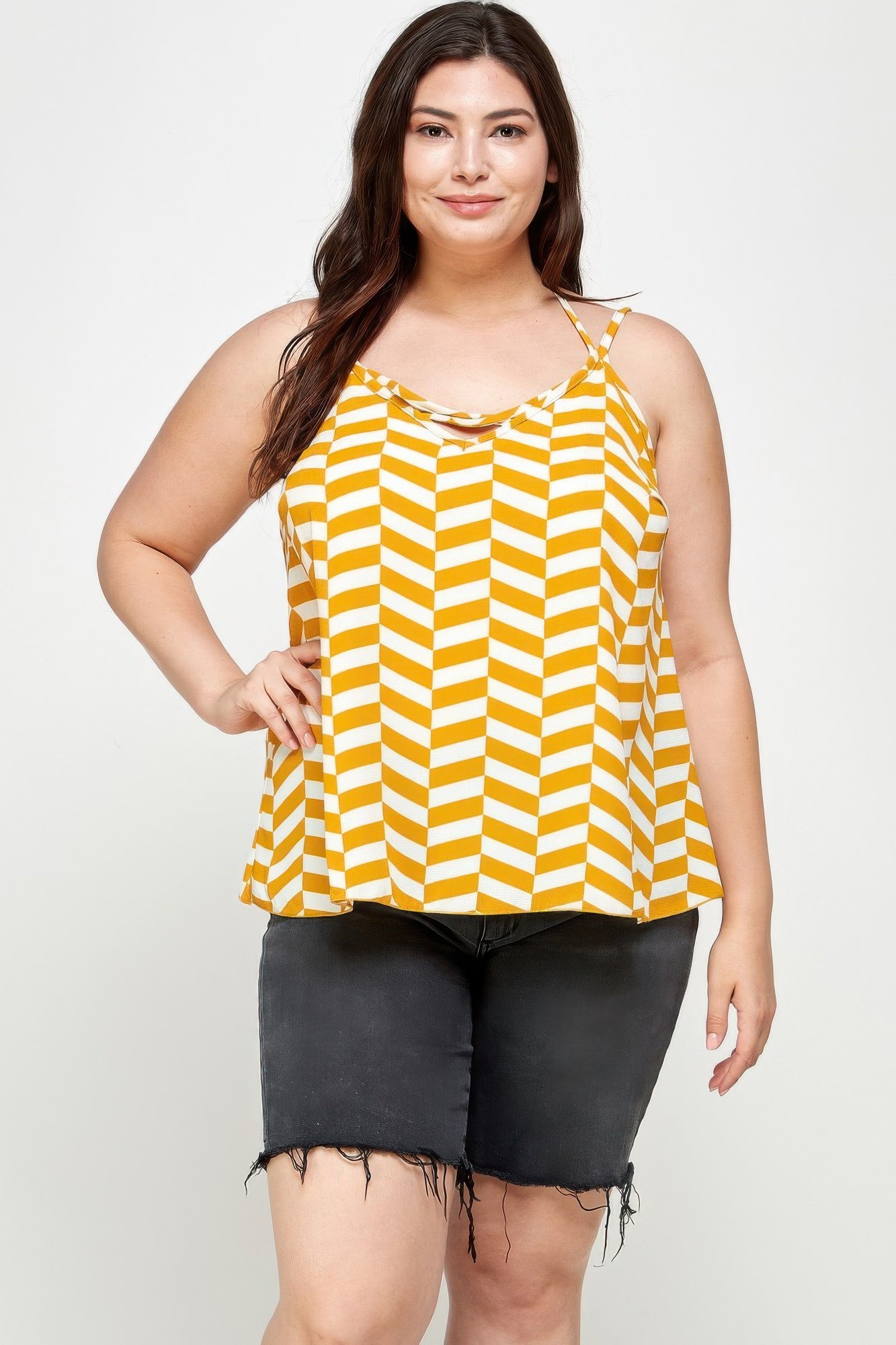 Plus Size Geometric Top With Double Spaghetti Strap Plus Size Geometric Top With Double Spaghetti Strap