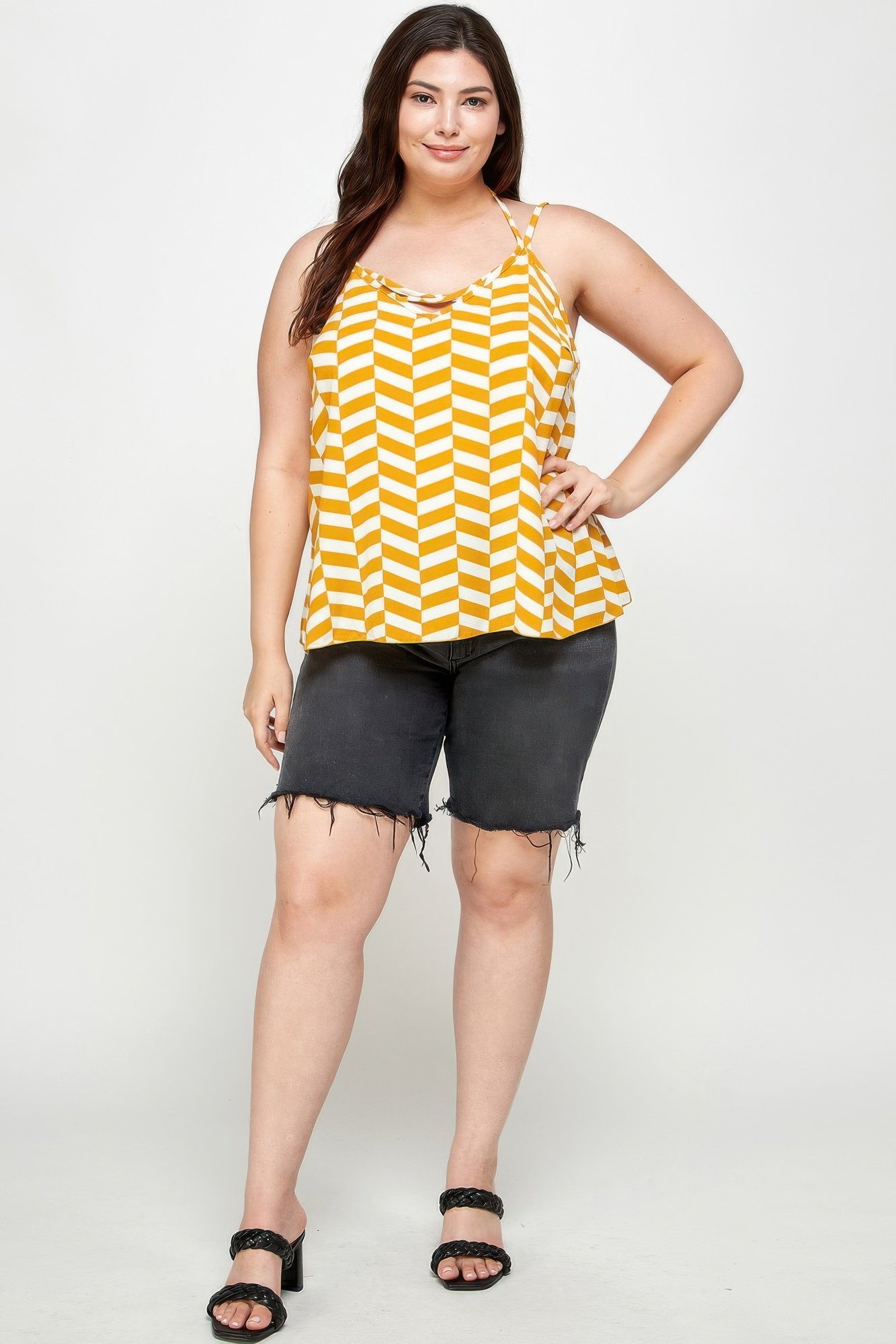 Plus Size Geometric Top With Double Spaghetti Strap Plus Size Geometric Top With Double Spaghetti Strap - Image 2