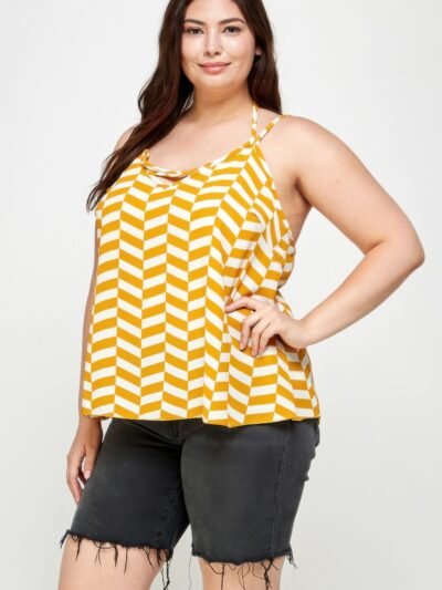 Plus Size Geometric Top With Double Spaghetti Strap Plus Size Geometric Top With Double Spaghetti Strap