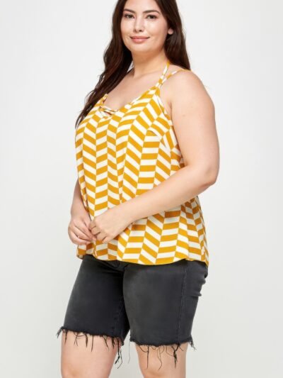 Plus Size Geometric Top With Double Spaghetti Strap Plus Size Geometric Top With Double Spaghetti Strap