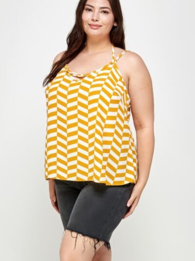 Plus Size Geometric Top With Double Spaghetti Strap Plus Size Geometric Top With Double Spaghetti Strap
