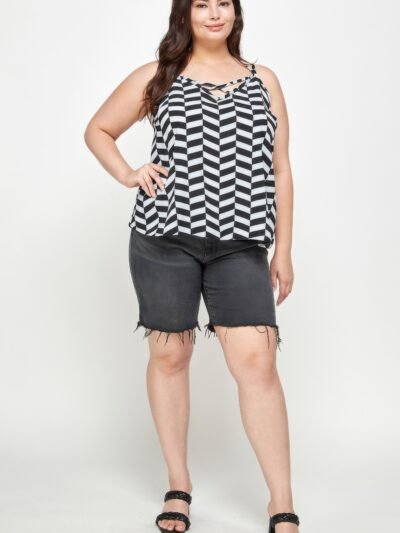 Plus Size Geometric Top With Double Spaghetti Strap Plus Size Geometric Top With Double Spaghetti Strap