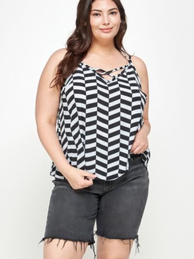 Plus Size Geometric Top With Double Spaghetti Strap Plus Size Geometric Top With Double Spaghetti Strap