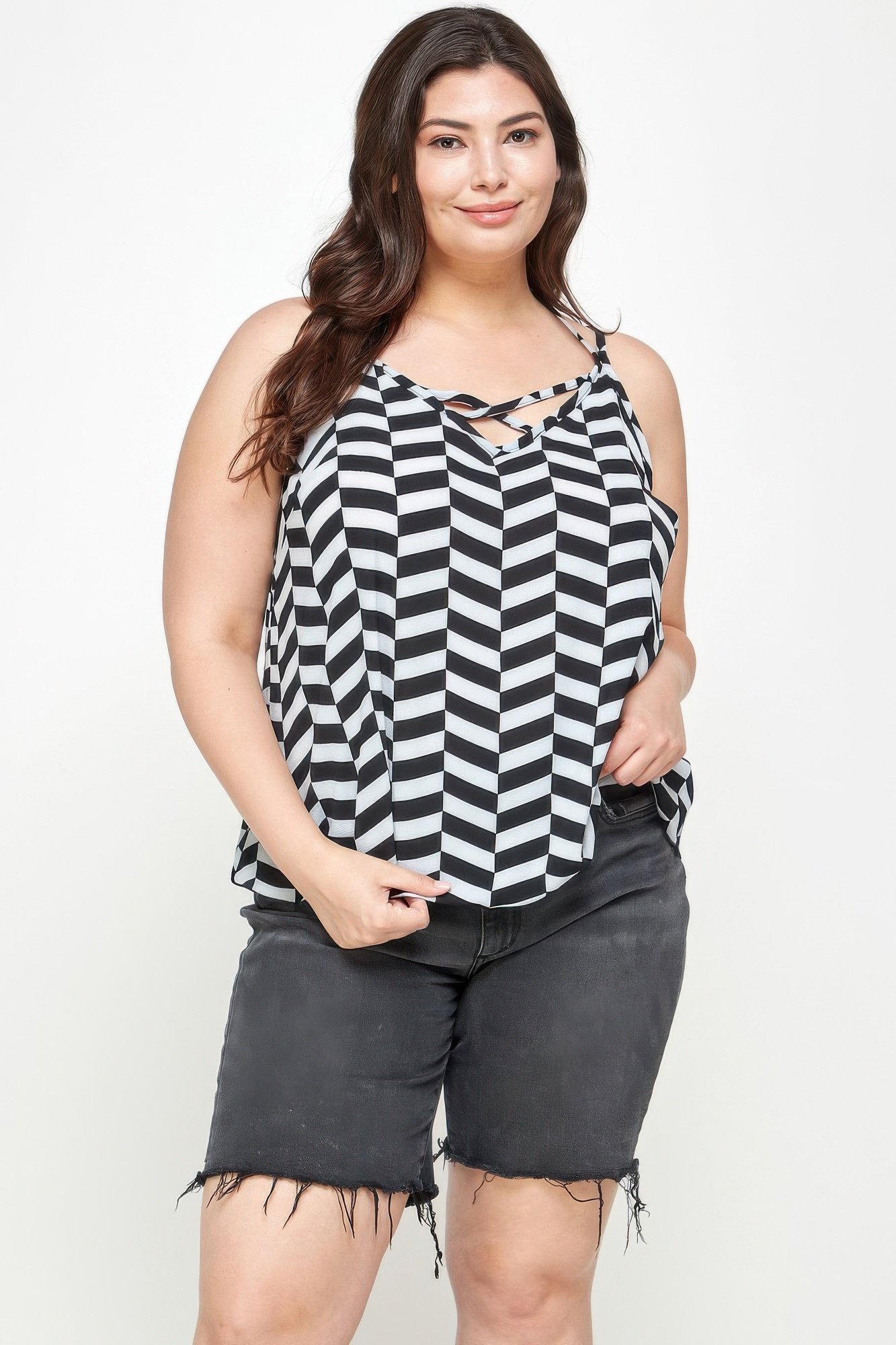 Plus Size Geometric Top With Double Spaghetti Strap Plus Size Geometric Top With Double Spaghetti Strap - Image 13