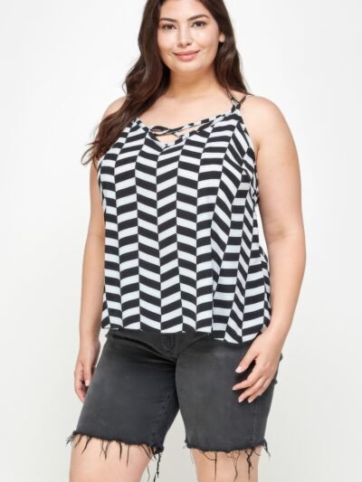 Plus Size Geometric Top With Double Spaghetti Strap Plus Size Geometric Top With Double Spaghetti Strap