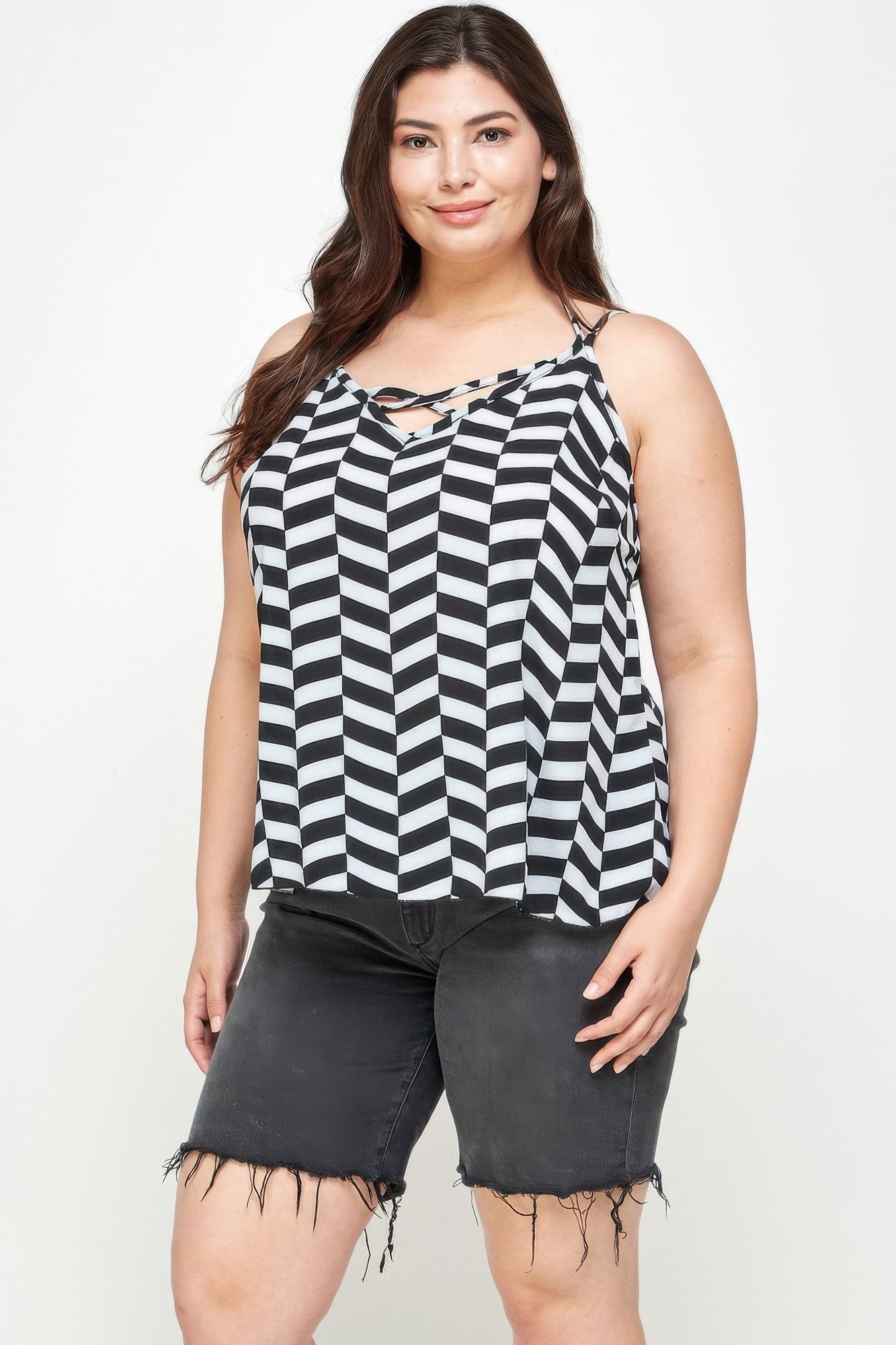 Plus Size Geometric Top With Double Spaghetti Strap Plus Size Geometric Top With Double Spaghetti Strap - Image 14