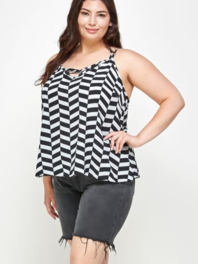 Plus Size Geometric Top With Double Spaghetti Strap Plus Size Geometric Top With Double Spaghetti Strap