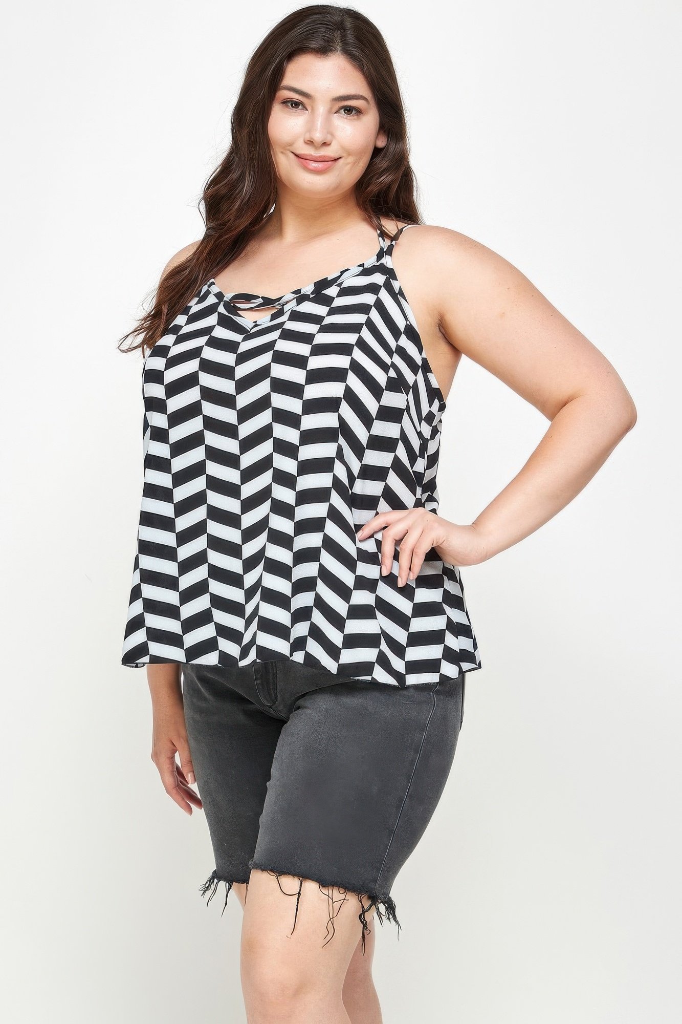 Plus Size Geometric Top With Double Spaghetti Strap Plus Size Geometric Top With Double Spaghetti Strap - Image 15