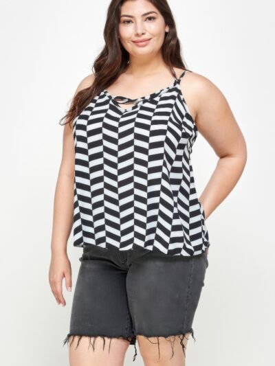 Plus Size Geometric Top With Double Spaghetti Strap Plus Size Geometric Top With Double Spaghetti Strap